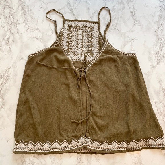 UO Ecote Bali Embroidered Tank Green Size S - Picture 6 of 8